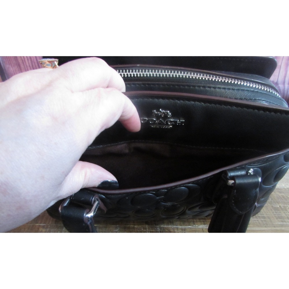 Coach Mini Darcie Carryall Black Brown Nappa Leather Crossbody Bag CM050‎ - Picture 5 of 11